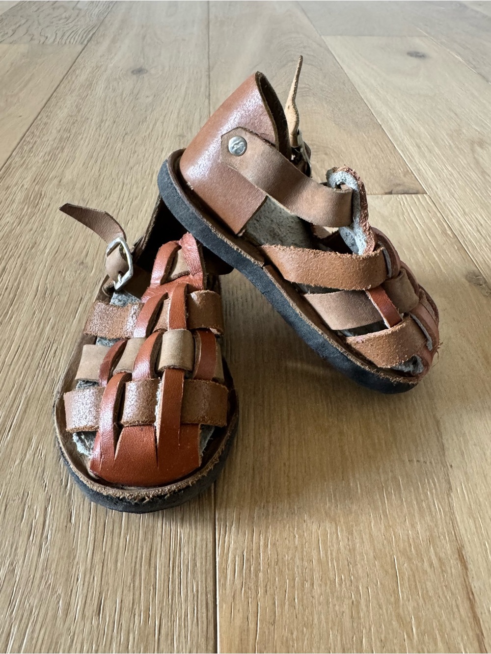 Brown Leather Fisherman Sandals toddler